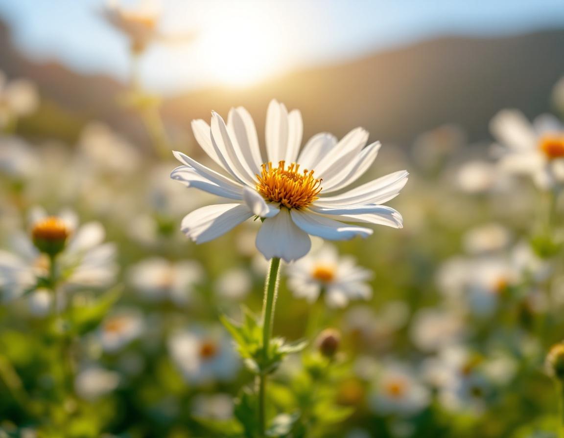 Une étendue éthiopienne baignée de lumière dorée révèle des fleurs de nigelle éclatantes, chaque pétale vibrant de vitalité dans un gros plan macro dévoilant la finesse délicate des graines. Image