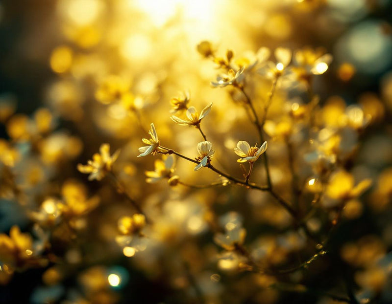 Dans un paysage végétal éthiopien, des fleurs de nigelle s’épanouissent sous une lumière dorée, tandis que l’huile de lin alimentaire capte l’éclat des gouttes scintillantes sur les graines.