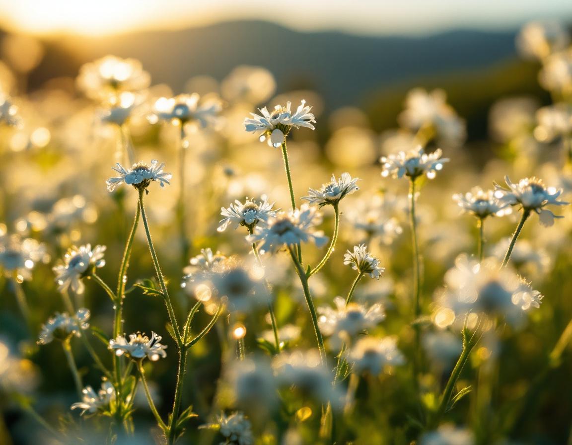 Une graine de nigelle baignée de rosée et de lumière dorée, prête à renforcer système immunitaire, évoquant les hauts plateaux éthiopiens et leur vitalité végétale. Image