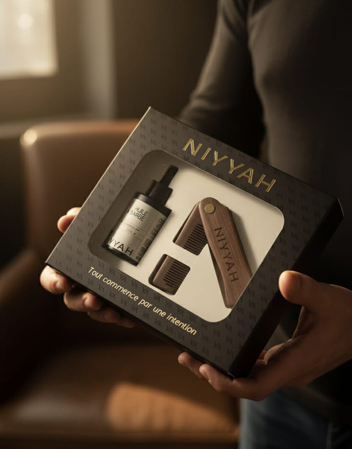 Coffret cadeau soin barbe Niyyah pour homme - Idée cadeau kit barbe naturel - NIYYAH